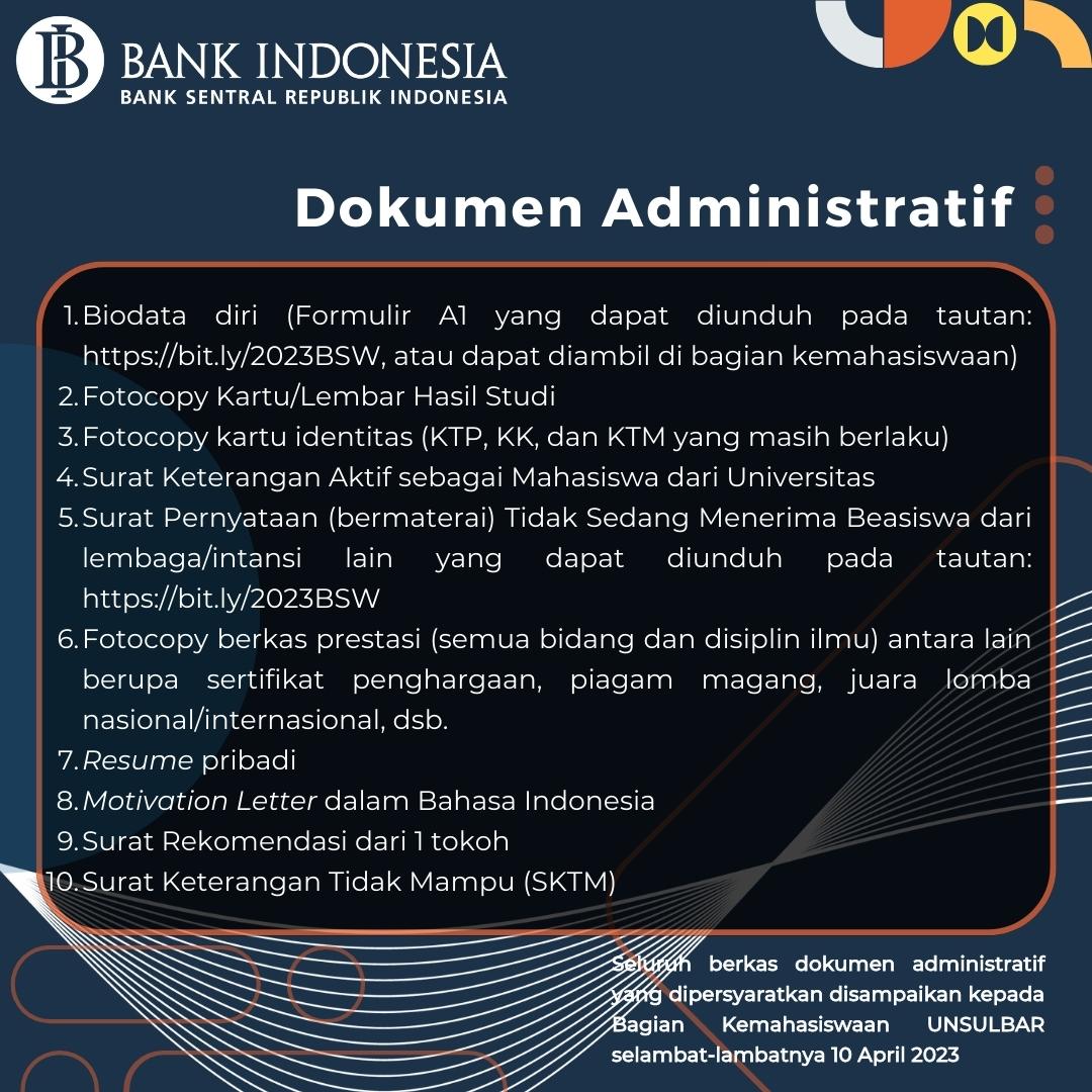 Seleksi Beasiswa Bank Indonesia 2023