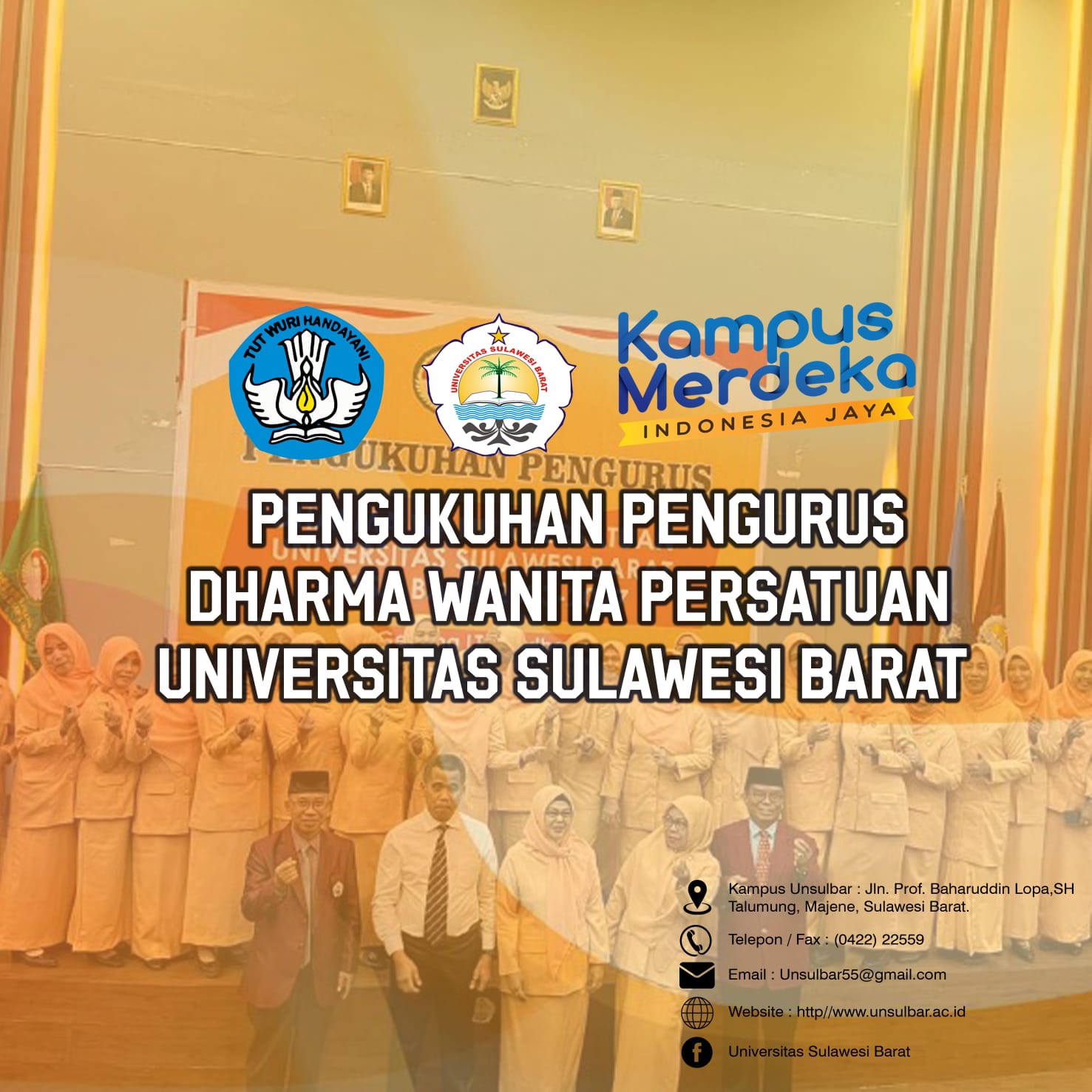 Pengukuhan Dharma Wanita Persatuan (DWP) Universitas Sulawesi Barat Masa Bakti 2023-2027