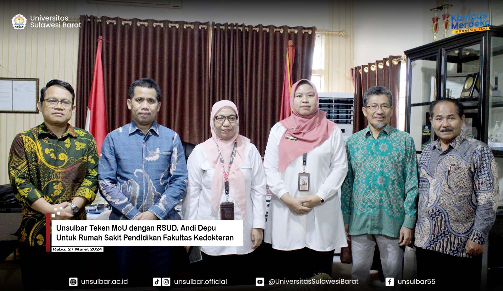 Unsulbar Teken MoU dengan RSUD. Andi Depu Untuk Rumah Sakit Pendidikan Fakultas Kedokteran