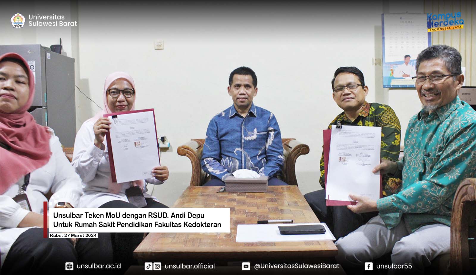 Unsulbar Teken MoU dengan RSUD. Andi Depu Untuk Rumah Sakit Pendidikan Fakultas Kedokteran