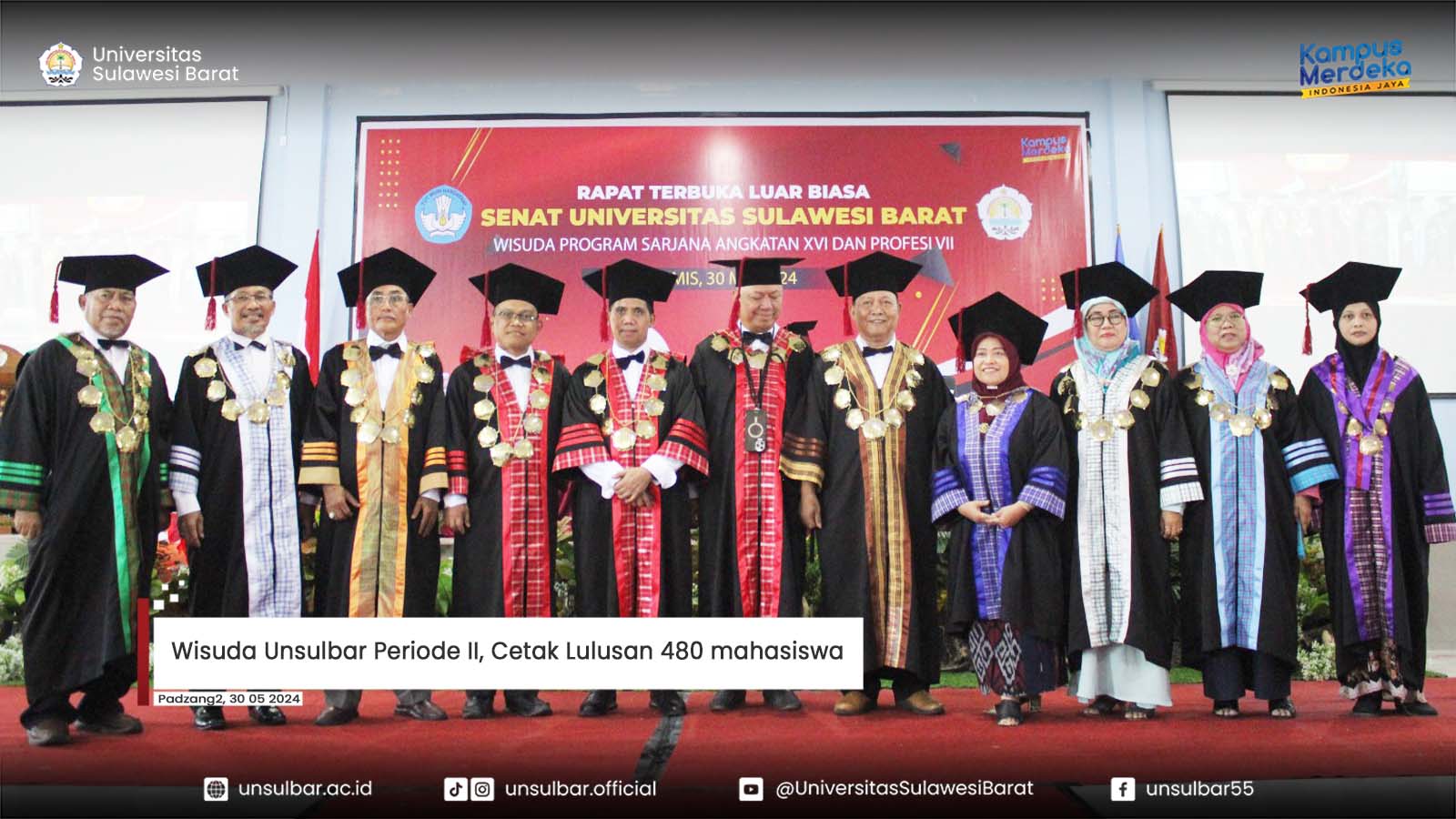Wisuda Unsulbar Periode II, Cetak Lulusan 480 mahasiswa