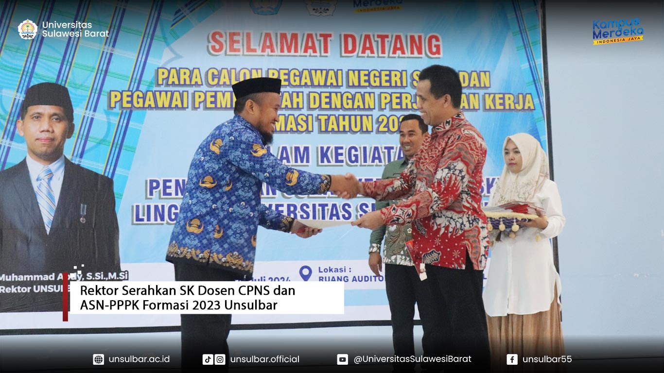 Rektor Serahkan SK Dosen CPNS dan ASN-PPPK Formasi 2023 Unsulbar