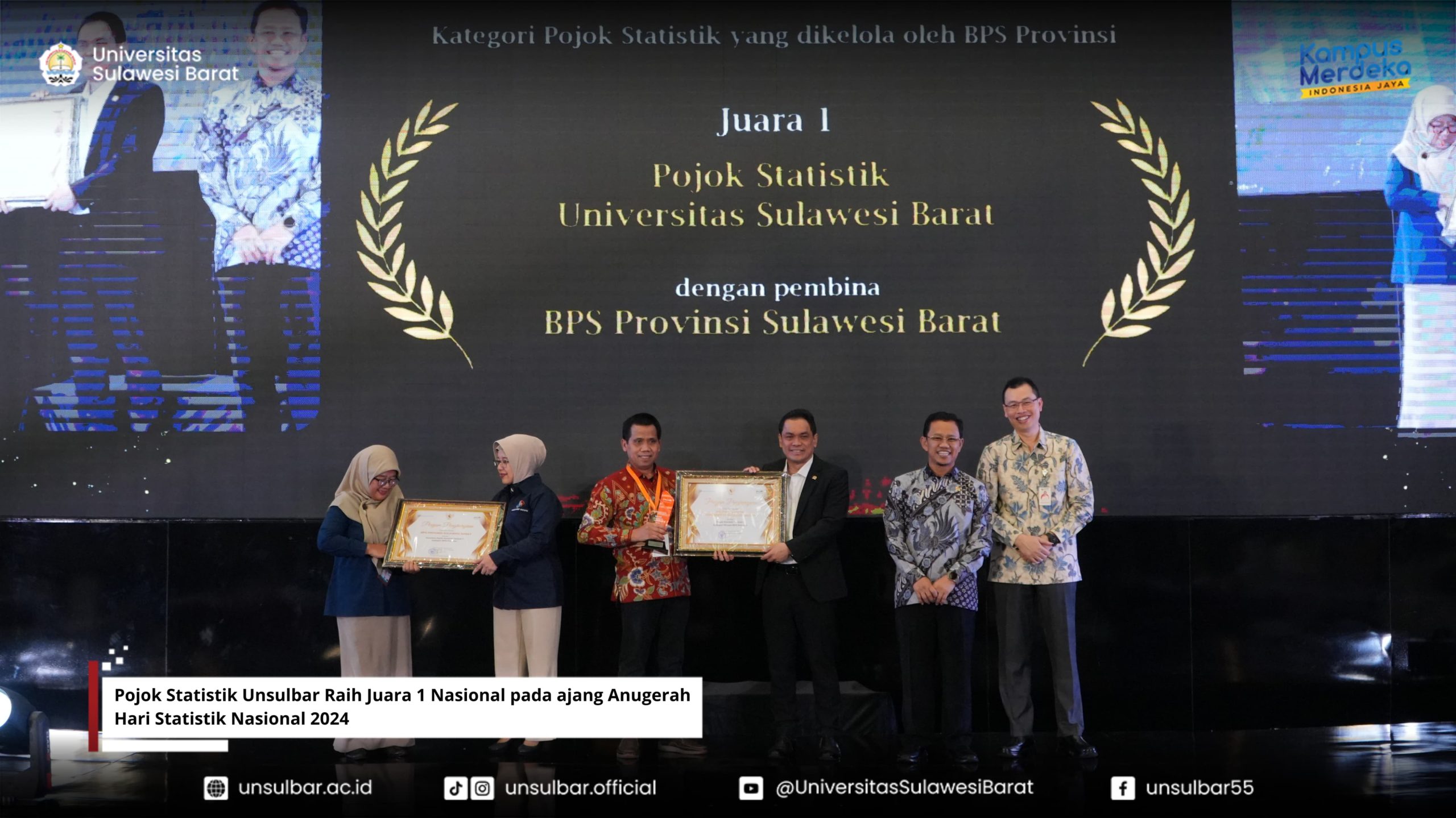 Pojok Statistik Unsulbar Raih Juara 1 Ajang Anugerah Hari Statistik Nasional 2024