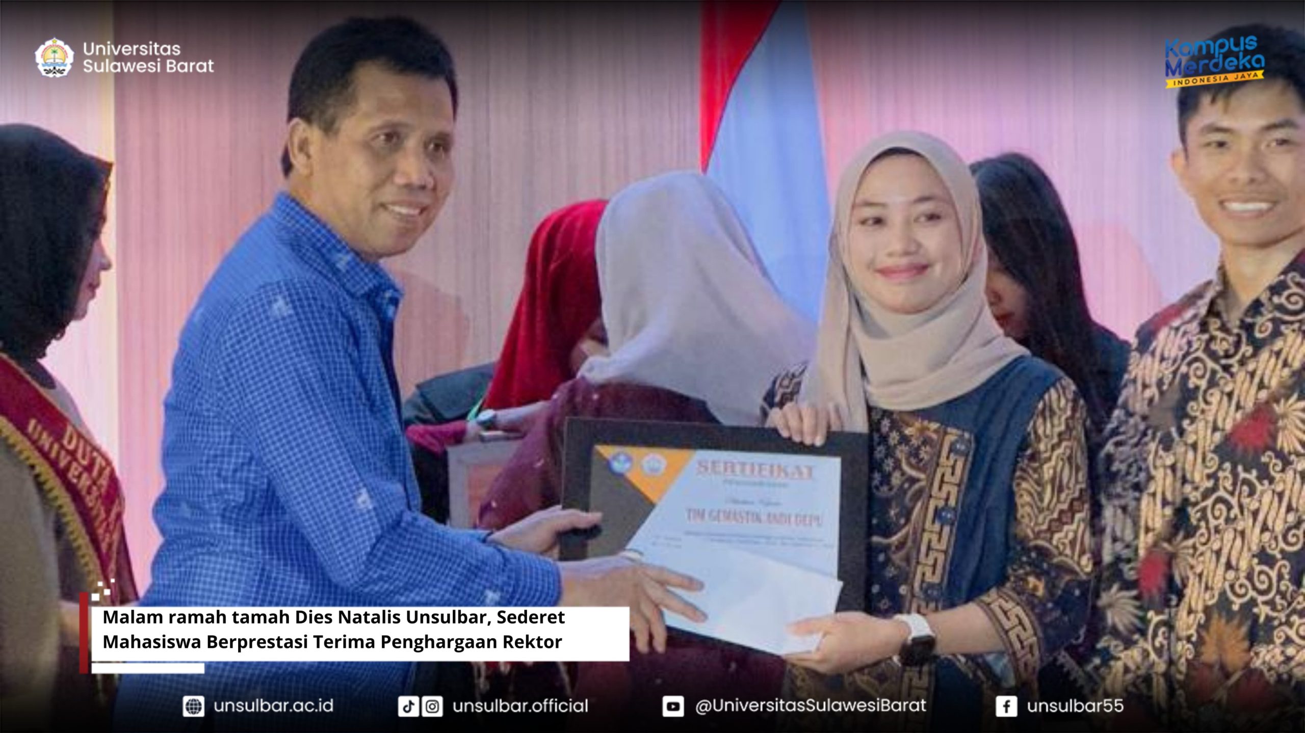 Malam ramah tamah Dies Natalis Unsulbar, Sederet Mahasiswa Berprestasi Terima Penghargaan Rektor