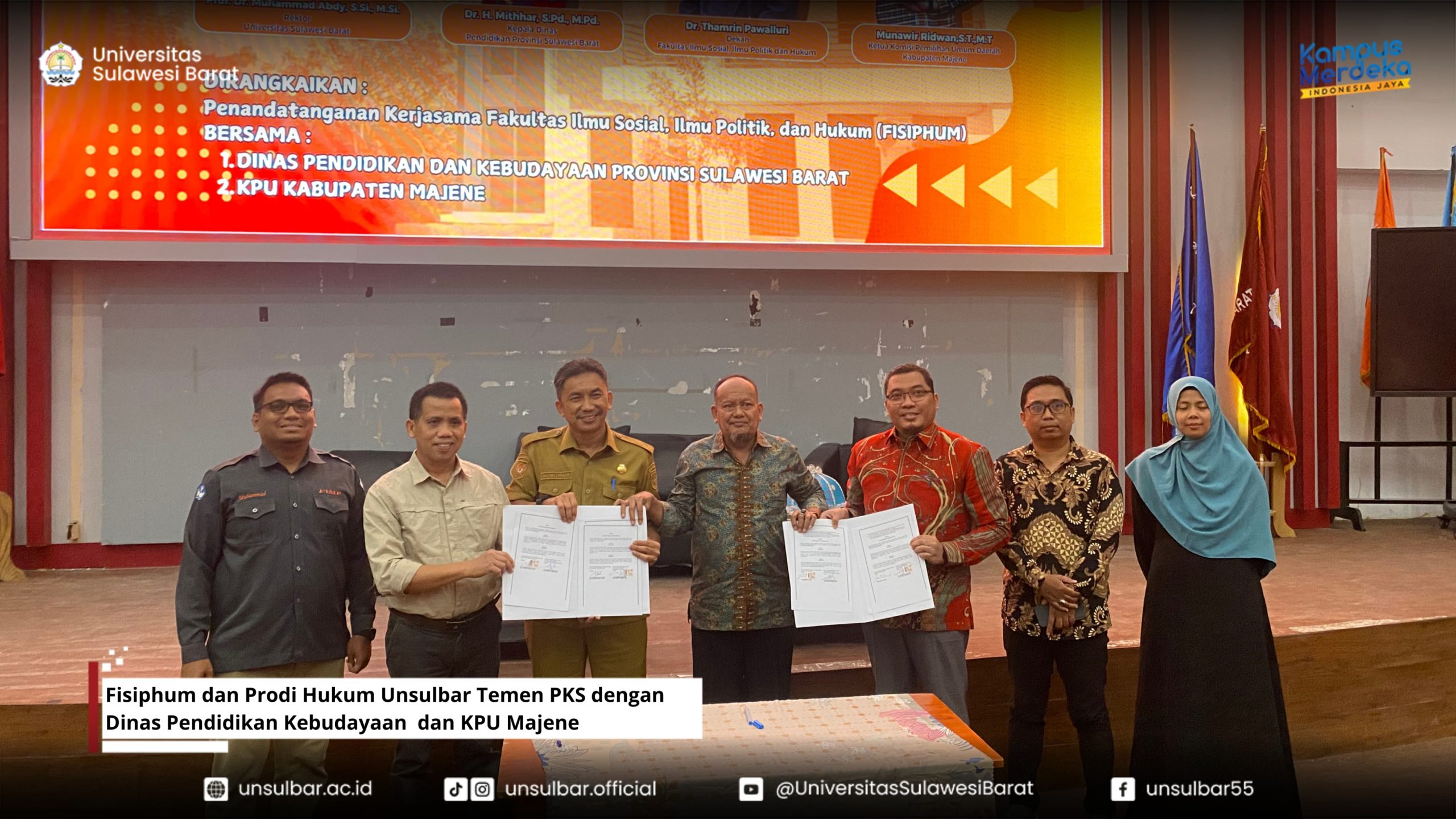 Fisiphum dan Prodi Hukum Unsulbar Teken PKS dengan Dinas Pendidikan Kebudayaan  dan KPU Majene