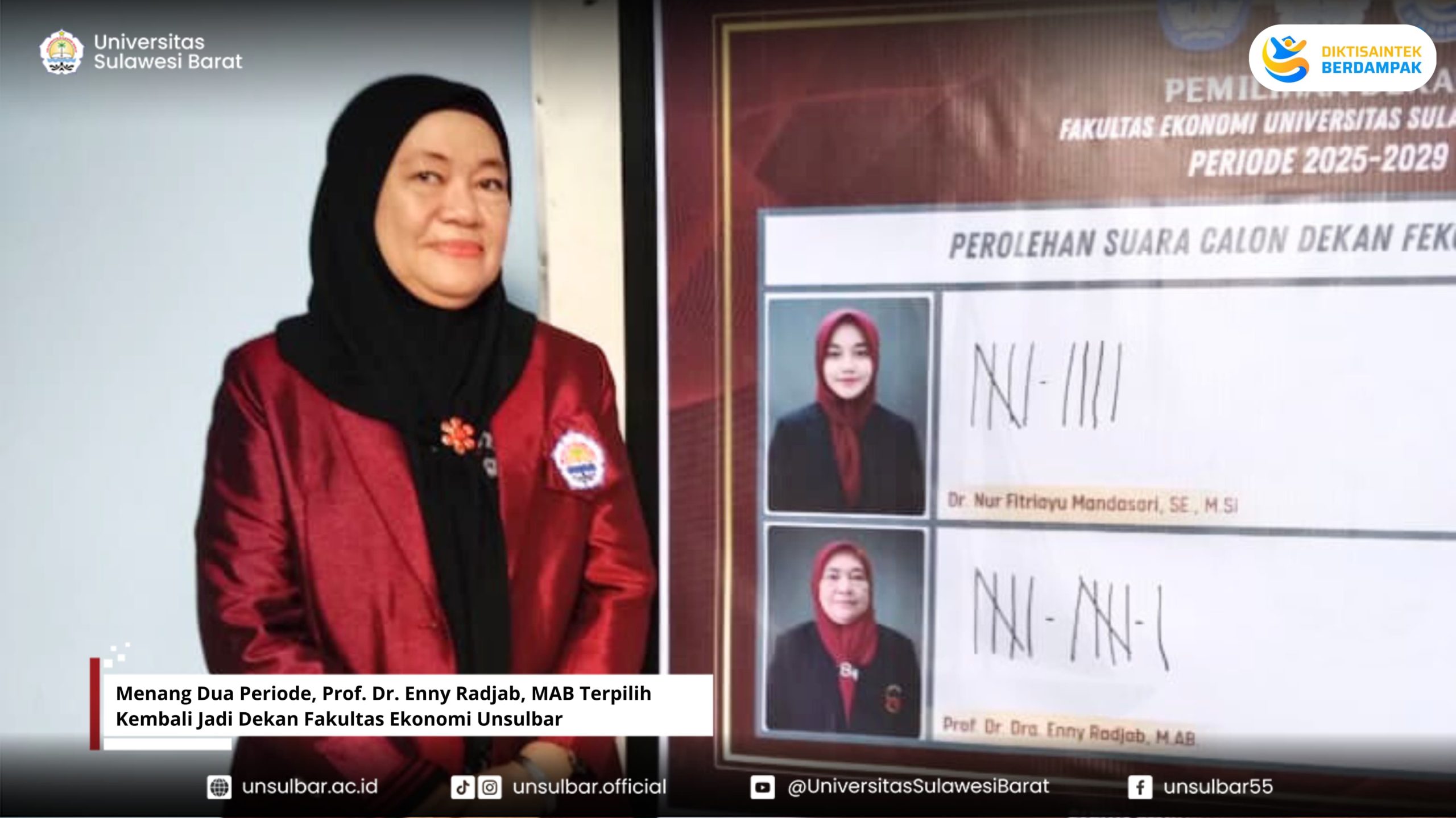 Menang Dua Periode, Prof. Dr. Enny Radjab, MAB Terpilih Kembali Jadi Dekan Fakultas Ekonomi Unsulbar