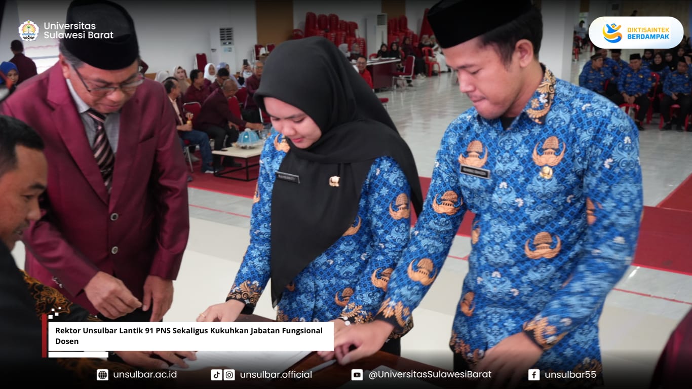 Rektor Unsulbar Lantik 91 PNS Sekaligus Kukuhkan Jabatan Fungsional Dosen